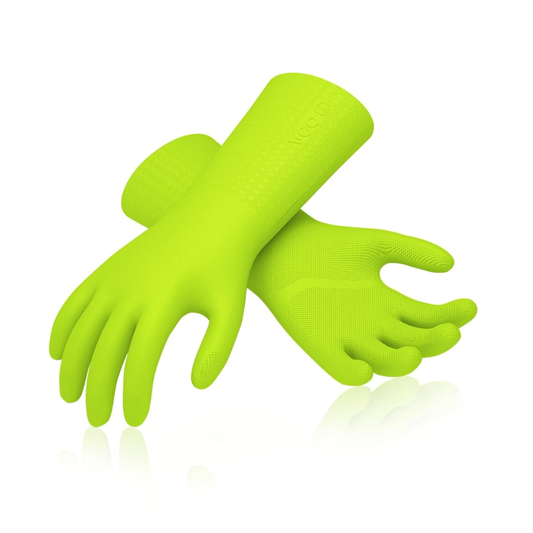 Household Latex green gloves (M) x2 pairs