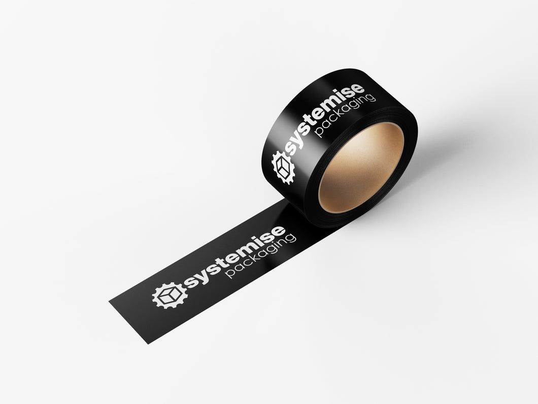 Longer & Stronger Systemise Packaging Black Tape - New & Improved Quality Tape - Cardboard Box Tape - Wrapping Boxing Tape - Moving House Tape - Removals Strong Tape (Perfect For Amazon FBA Boxing & Shipping)