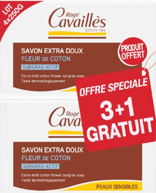 Rogé Cavaillès Extra Gentle Cotton Flower Soap 250g Set of 3 + 1 free