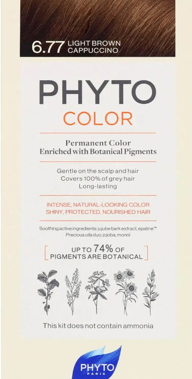 PHYTO PHYTOCOLOR: Permanent Hair Dye Shade: 6.77 Light Brown Cappuccino