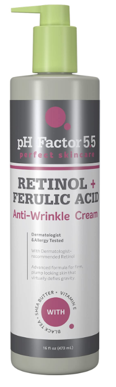 PH Factor 5.5 Retinol Cream Face & Body Moisturizer Lotion W/ Ferulic Acid, Anti-Aging Skin Care Body & Face Lotion Targets Crepey Skin, Wrinkles, & Dry skin - 473ml
