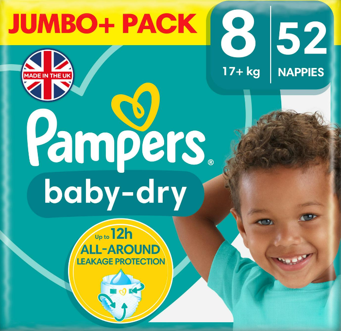Pampers Baby-Dry Nappies Size 8 (52 Nappies)