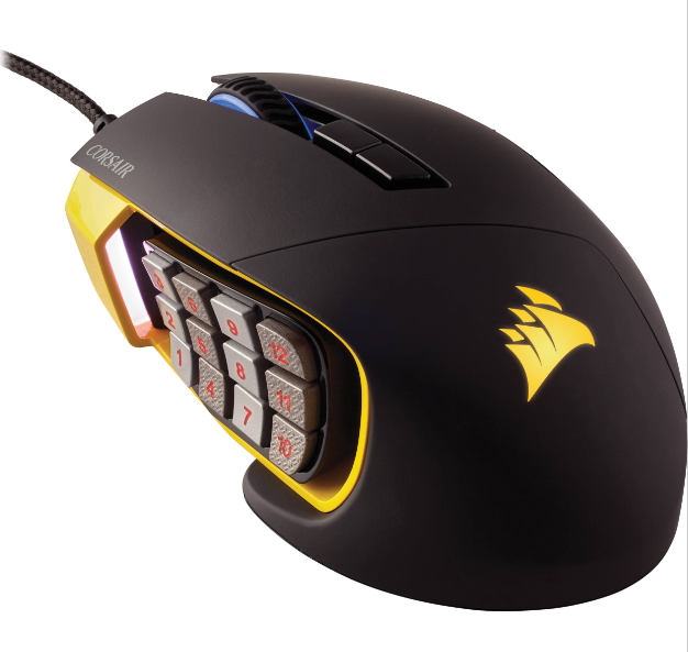 Black & Yellow Corsair Gaming Mouse RGB