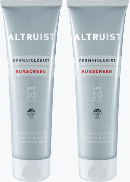 ALTRUIST. Dermatologist Sunscreen SPF 50 – Superior 5-star UVA protection by Dr Andrew Birnie, suitable for sensitive skin - one pack with 2 tubes , 2 Count (2 x 100ml)  EXP 04/2025