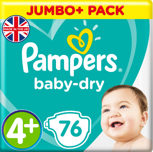 offer Pampers size 4+ Baby Dry nappies jumbo+ Pack of 76