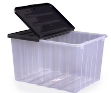 Load image into Gallery viewer, Strata 110lt Super Nova Large Plastic Storage Box and Lid (Pack of 2) Clear/Black Lid
