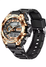 Load image into Gallery viewer, Mens LIGE black and rose gold digital watch
