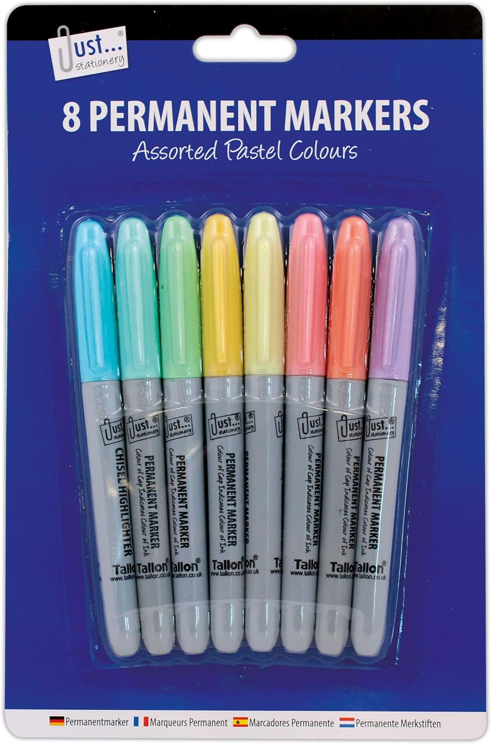 Just stationery 8 Pastel Coloured Permanent Markers, Multicolor