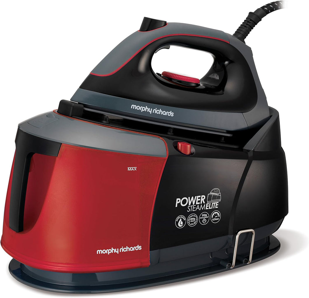Pre-Owned Morphy Richards 332013 Steam Generator Iron Power Steam Elite With Auto Clean And Safety Lock, Steam Generator Red Black