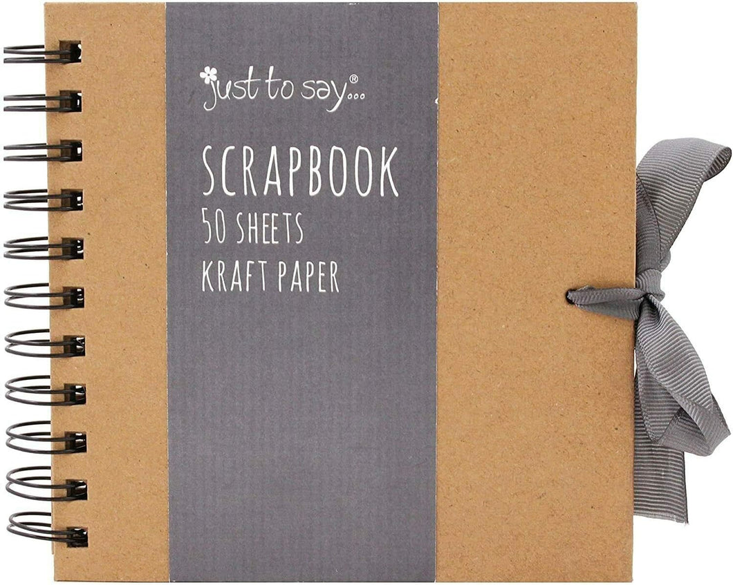 Sketch Kraft Small Square Scrapbook- Quality Brown Kraft Paper Scrapbook with Ribbon (Small 15cm x 15cm - 50 Sheets)