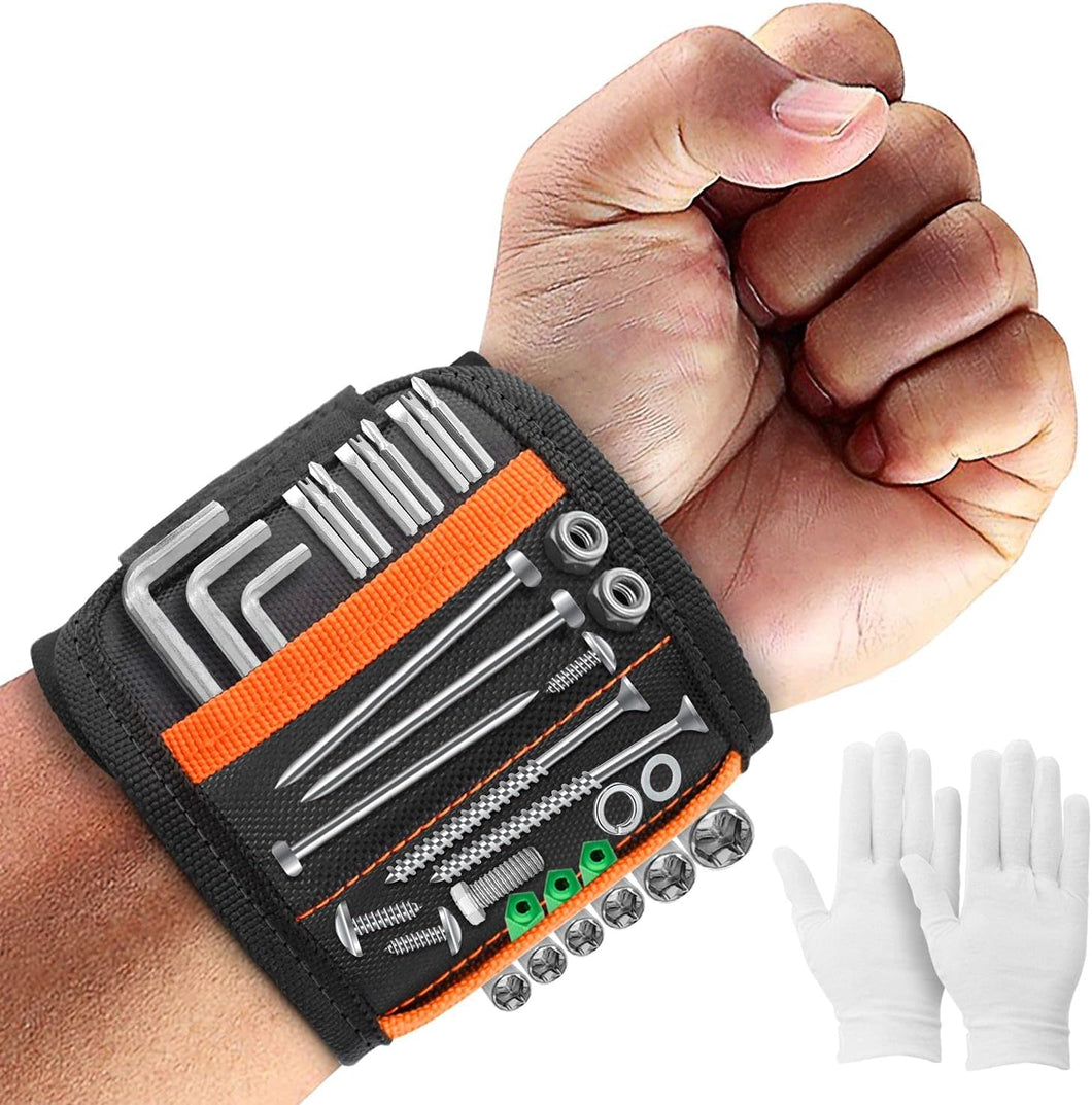 Magnetic Wristband with 15 Strong Magnets, Tool Belt Magnetic Wrist band for Holding Screws, Nails, Drill Bits, Perfect Gifts Gadgets for Men, Father/Dad, Husband and Carpenters