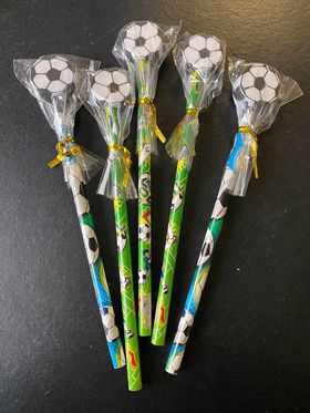 football pencils w/eraser x5