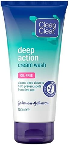 Clean and Clear Deep Action Oil-Free Cream Wash, 150 ml