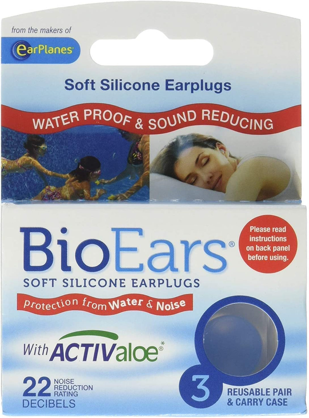 Bio Ears Soft Silicone Earplugs Water & Noise Protection with Activ Aloe