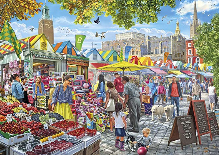 Market Day, Norwich 1000 Piece Jigsaw Puzzle | Sustainable Puzzle for Adults -( NO BOX - Sealedbag)