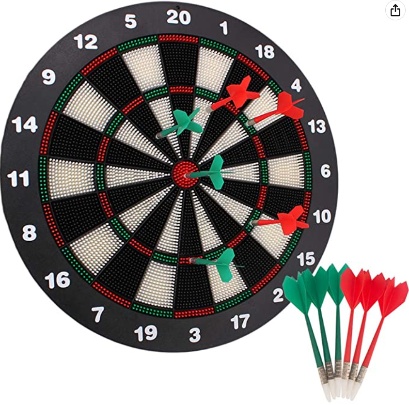41.5cm Safety Dart Board Safety Dart Set with 6 Soft Tip Darts for Children and Adults, Office and Family Time