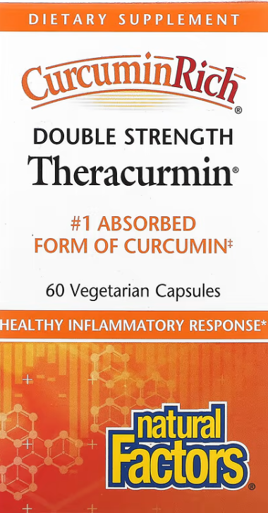 Natural Factors, CurcuminRich, Double Strength Theracurmin, 60 Vegetarian Capsules- JUL23