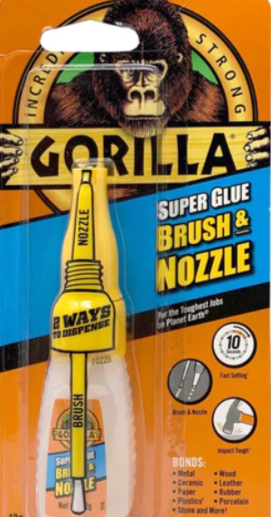 Gorilla Super Glue 2-in-1 Brush & Nozzle Clear 12g