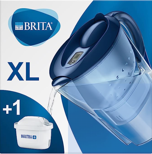 BRITA Marella XL water filter jug for reduction of chlorine, limescale and impurities, Includes 1 x MAXTRA+ filter cartridges, 3.5L - CLEAR