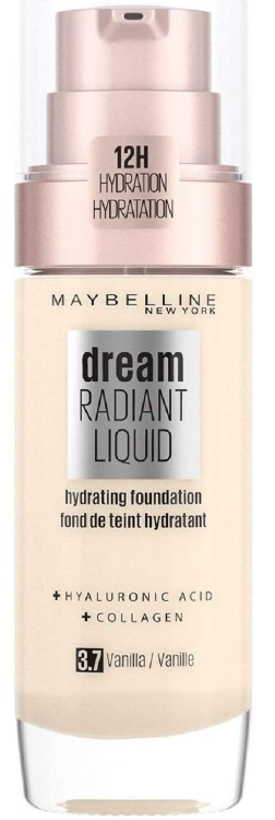 Maybelline New York Make-Up, Dream Radiant Liquid Make-Up, Liquid Foundation, No. 37 Vanilla, 30 ml