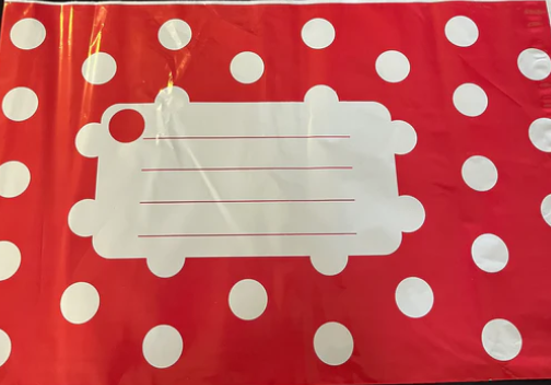 RED & WHITE DOTTED MAILING BAGS  - APPROX 30 BAGS